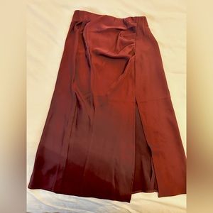A New Day Wine Pull on Elastic Waist Midi Skirt XS